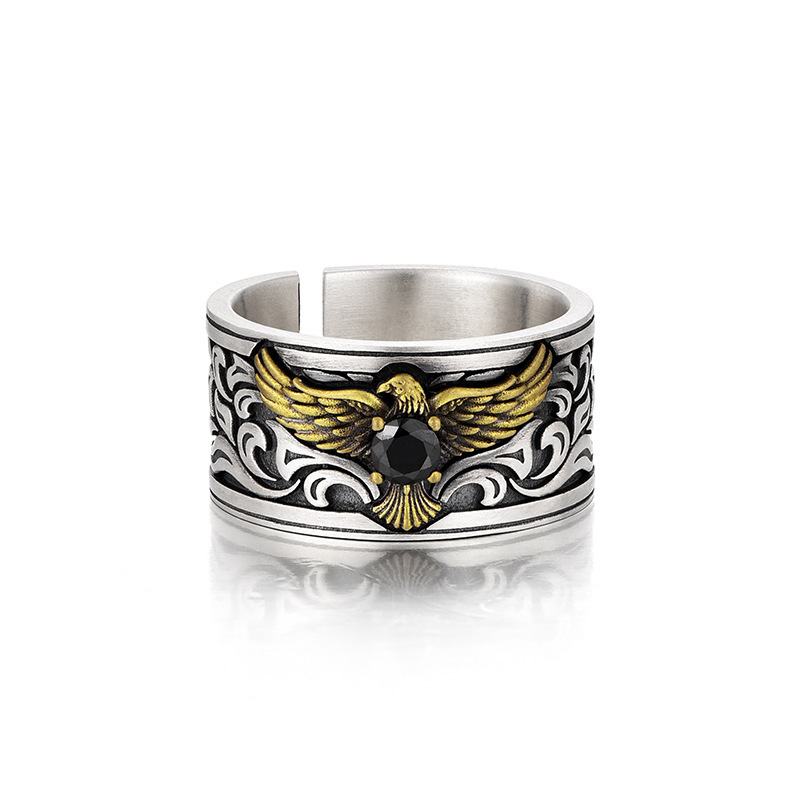 Eagle Ring Men's Trendy Personality Retro Niche Boys Single Middle Finger Ring Opening Adjustable