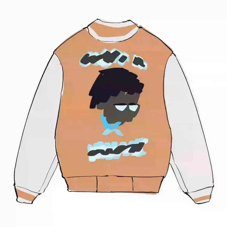 Glf Wang Brown Collaboration Jacket Flight Baseball Uniform Wool Thick Pure Cowhide Leather with Pebbled Texture