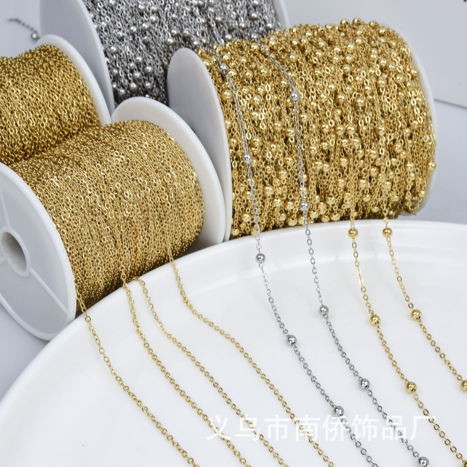 Stainless steel chain 18k gold clip ball chain flat cross chain necklace accessories bracelet material strong dispersion chain
