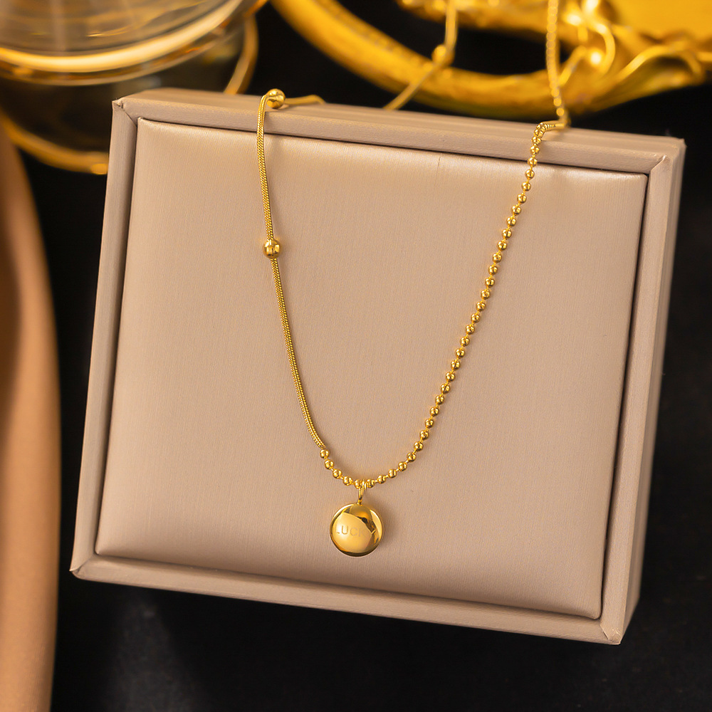 European and American cross-border Korean style niche design lucky gold bean necklace online red Fashion Light luxury snake bone bead chain