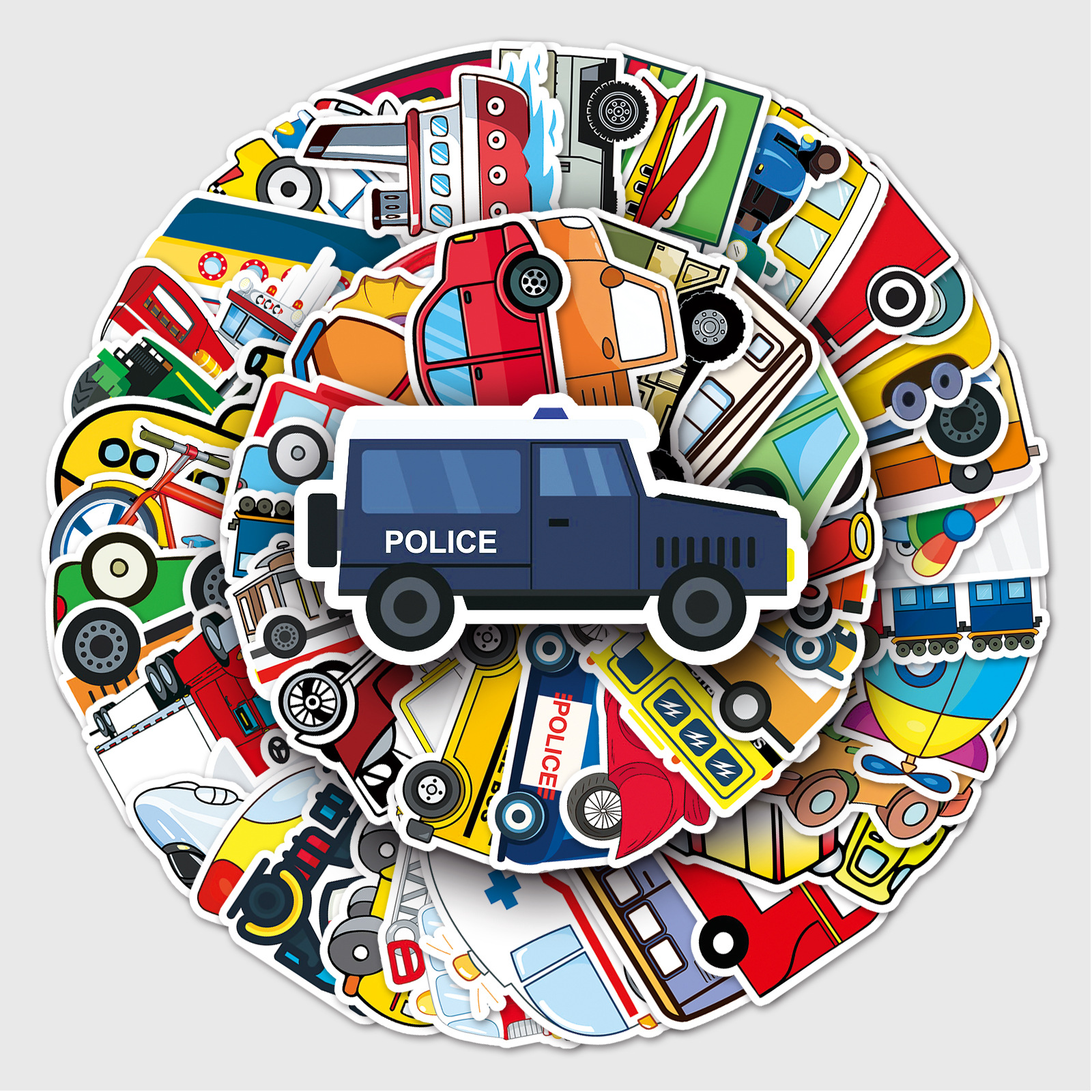 100 pieces of transportation tools graffiti cross-border cartoon children's reward creative DIY water cup luggage sticker waterproof