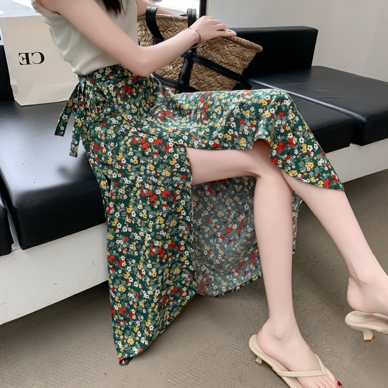 Han Fan Vacation Summer All-match Floral Skirt Wrap Skirt Apron Slimming Tall Pastoral Fresh One-step Skirt