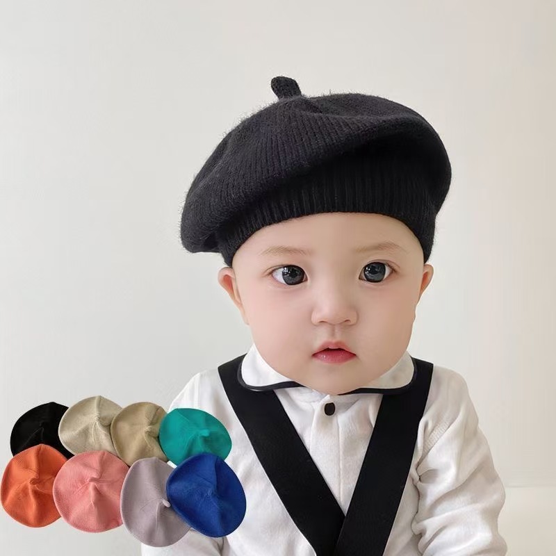 Baby Hat ins Autumn and Winter Baby Beret Thin Breathable Western Style All-match Knitted Hat Cute Baby Painter Hat