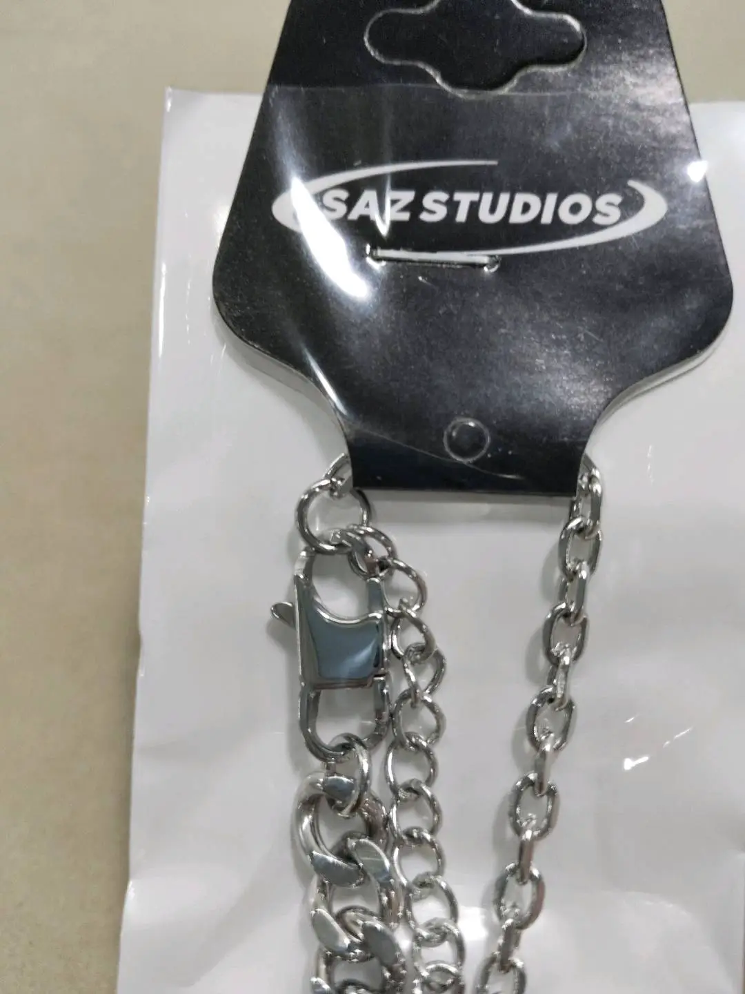 Saz Black and White Square Zircon Silver Star Splicing Necklace Unisex Design ins Hip-Hop Cuban Clavicle Chain