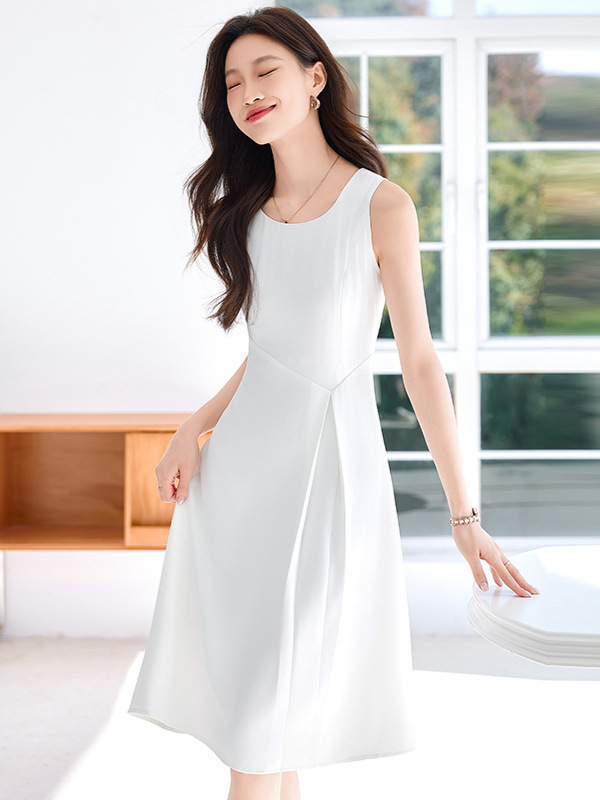 White Vest dress Women's 2025 New Summer High-end Professional Elegant Suit Slimming Slip Skirt