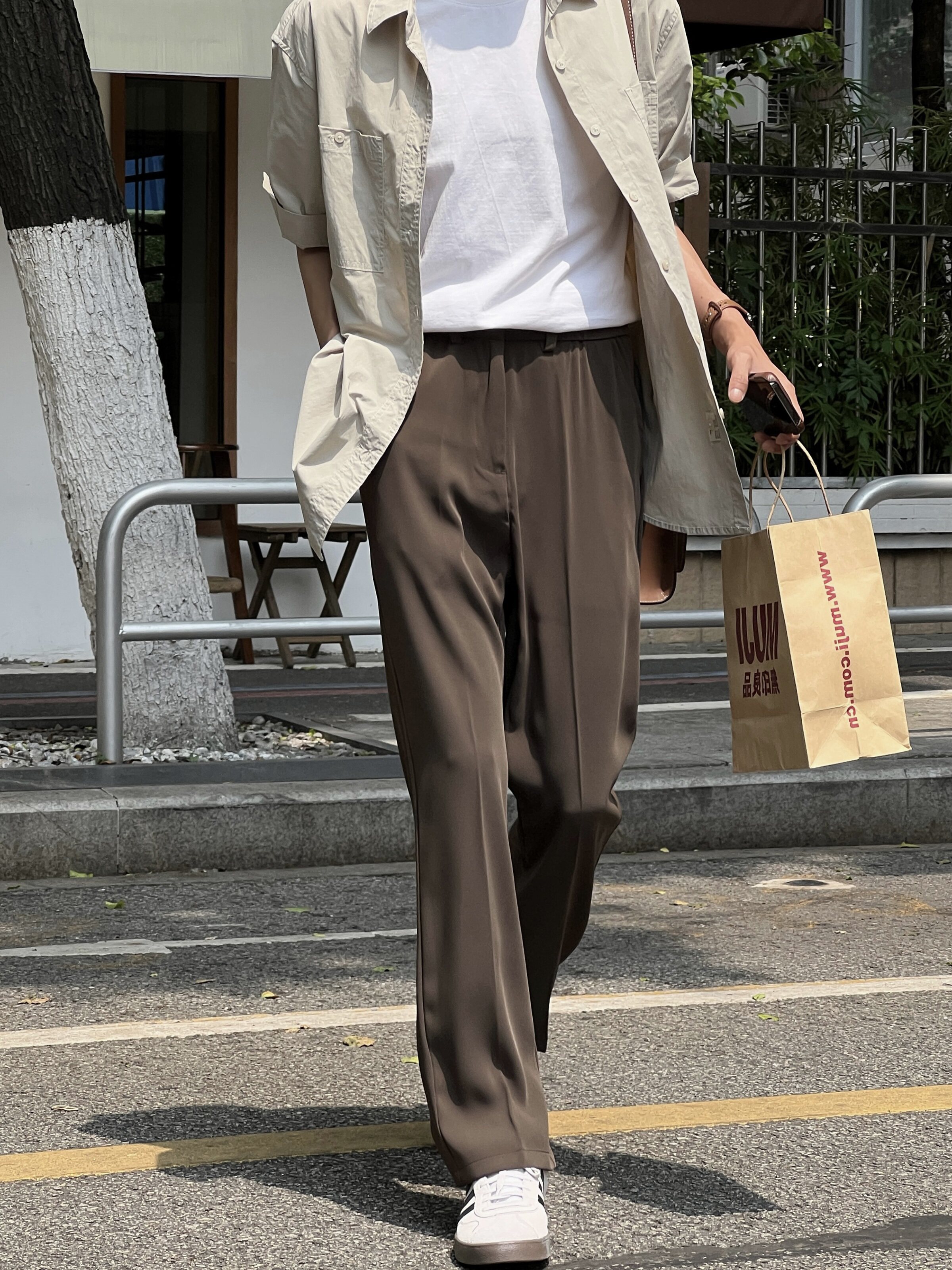 Korean Style Summer Suit Pants, Straight-Leg, Trendy Solid Color, Versatile, Drapey, Fashionable Design, Men's Floor-Length Casual Dress Pants Fotografie QC de pe TAOBAO pe Qualit.ly
