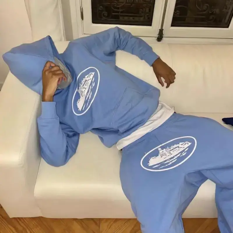 American Style Hip Hop Street Cortiz Evil Island High Street Casual Sweatshirt and Sweatpants Men and Women Loose Sports Fashion Brand