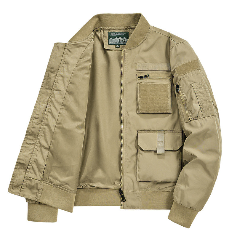 New Cross-border Bomber Jacket Men's Multi-bag Jacket American Baseball Suit Functional Three-proof Charge Clothes Work Top