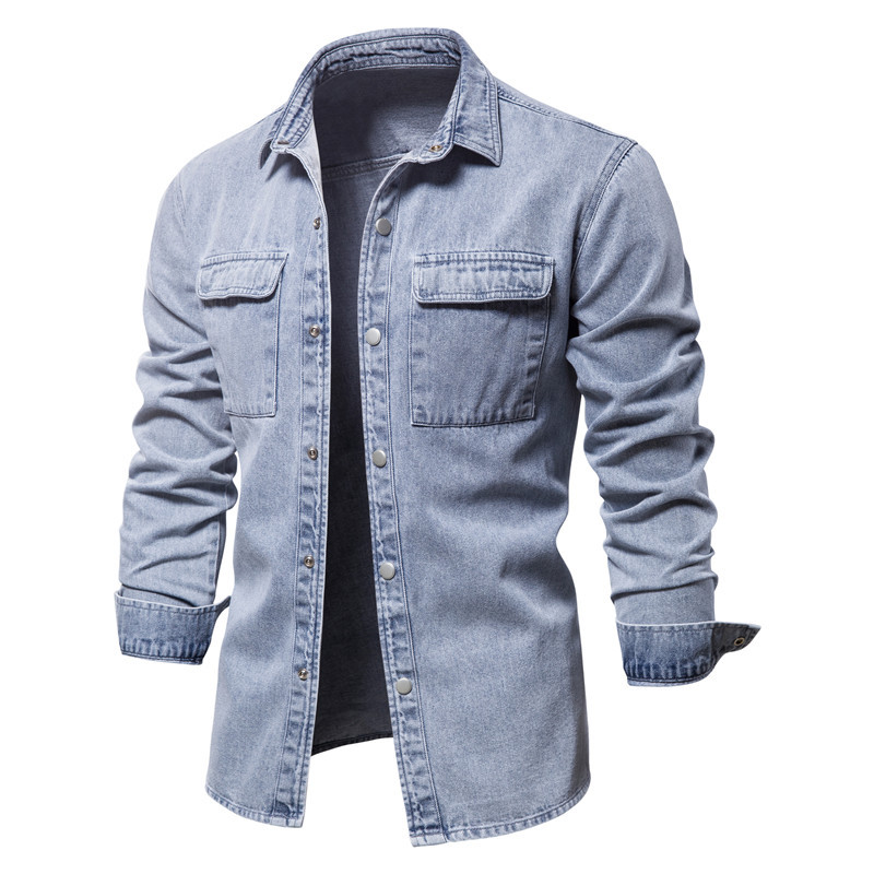 2024 Spring and Autumn Men's Denim Jacket European and American Casual Wholesale Washed Jacket Versatile Spring and Autumn Style for Men