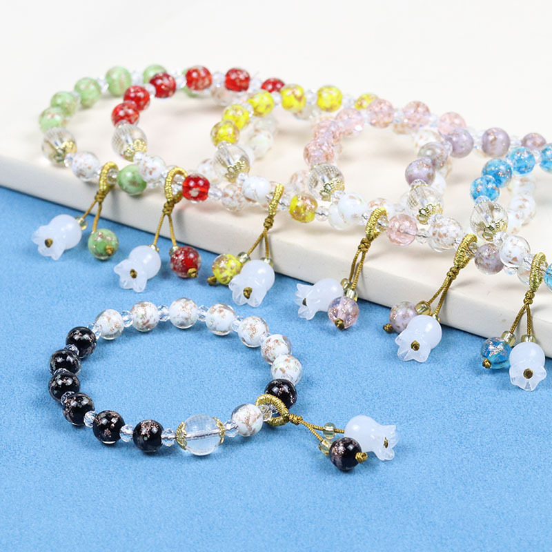 Luminous colored glaze transfer bracelet flower bud heart sutra bracelet Buddha beads temple tourist attractions Wen play jewelry supply wholesale