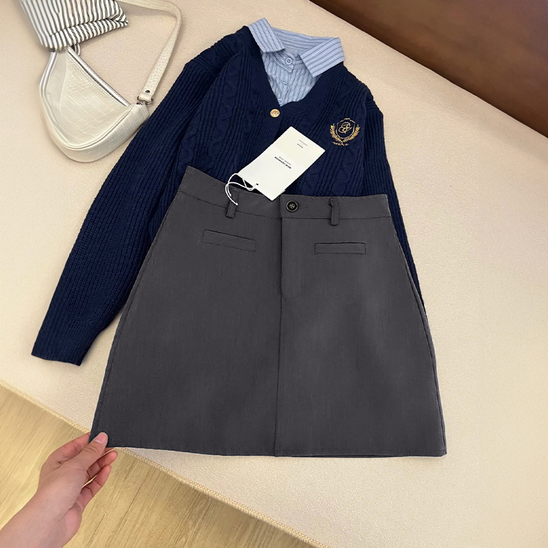 Casual Gray Suit Short Skirt Women's Skirt New Summer High-End Classic Pure Desire Preppy A-Line Hip Skirt