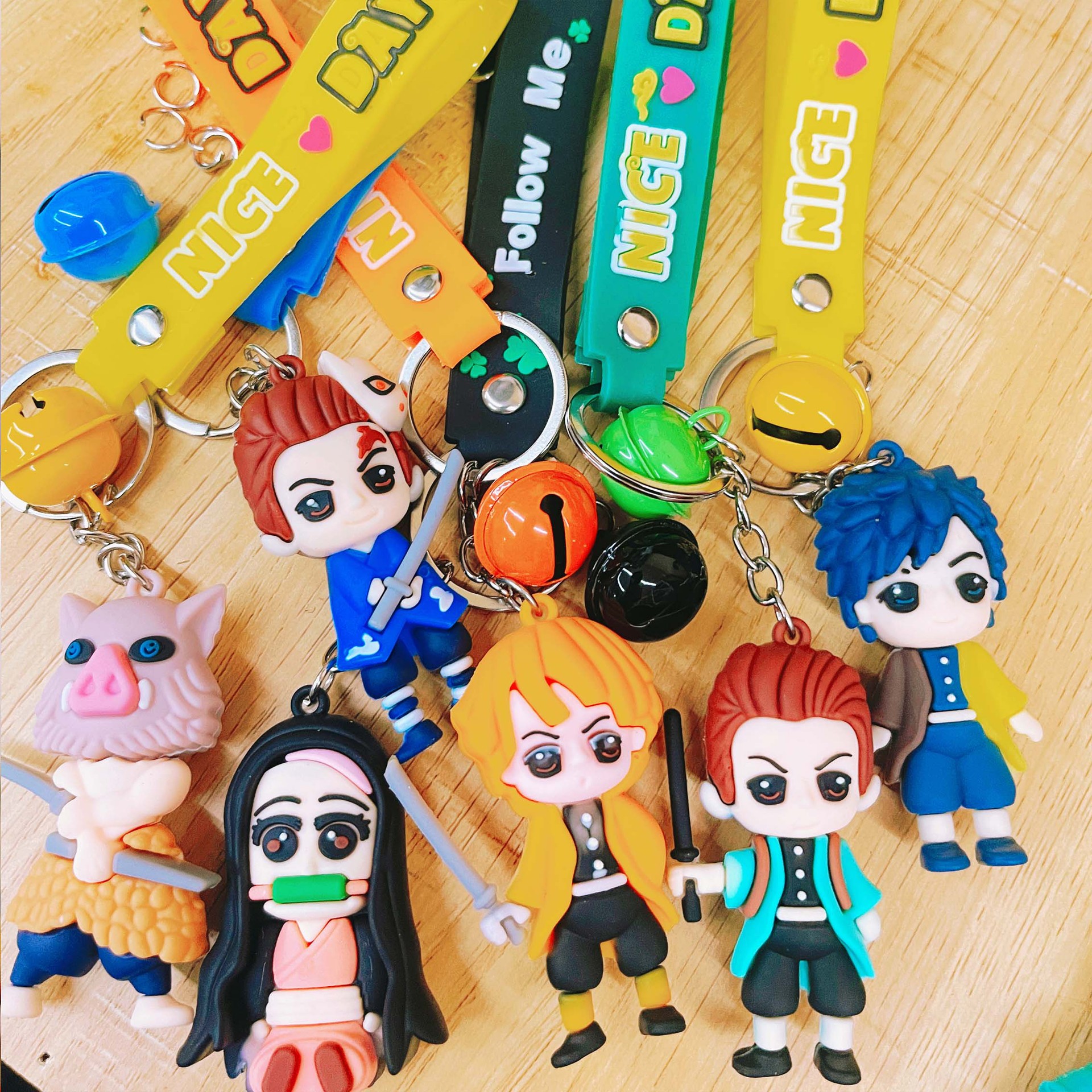 Cross-Border Japanese Cartoon Anime Keychain Car Keychain Temple Fair Stall Cheap Event Gift Demon Slayer: Kimetsu No Yaiba