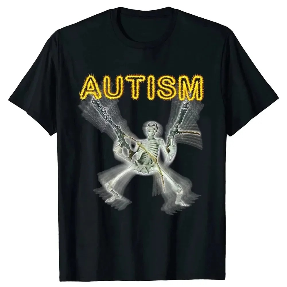 Retro Autism Skeleton Funny Men Women T-Shirt Neurodivergent