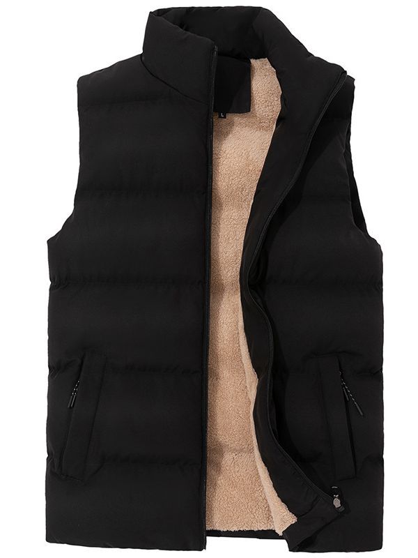 Cross-Border Spring and Autumn Men's Business Casual Vest Korean Style Stand Collar Large Size Vest Plus Velvet Warm down Cotton Jacket for Men