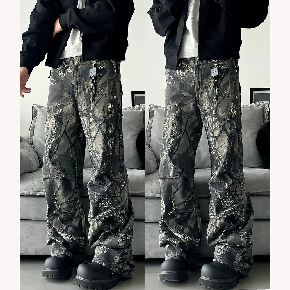[Branch camouflage] cleanfit retro American camouflage versatile loose straight tube spring and summer overalls for men and women