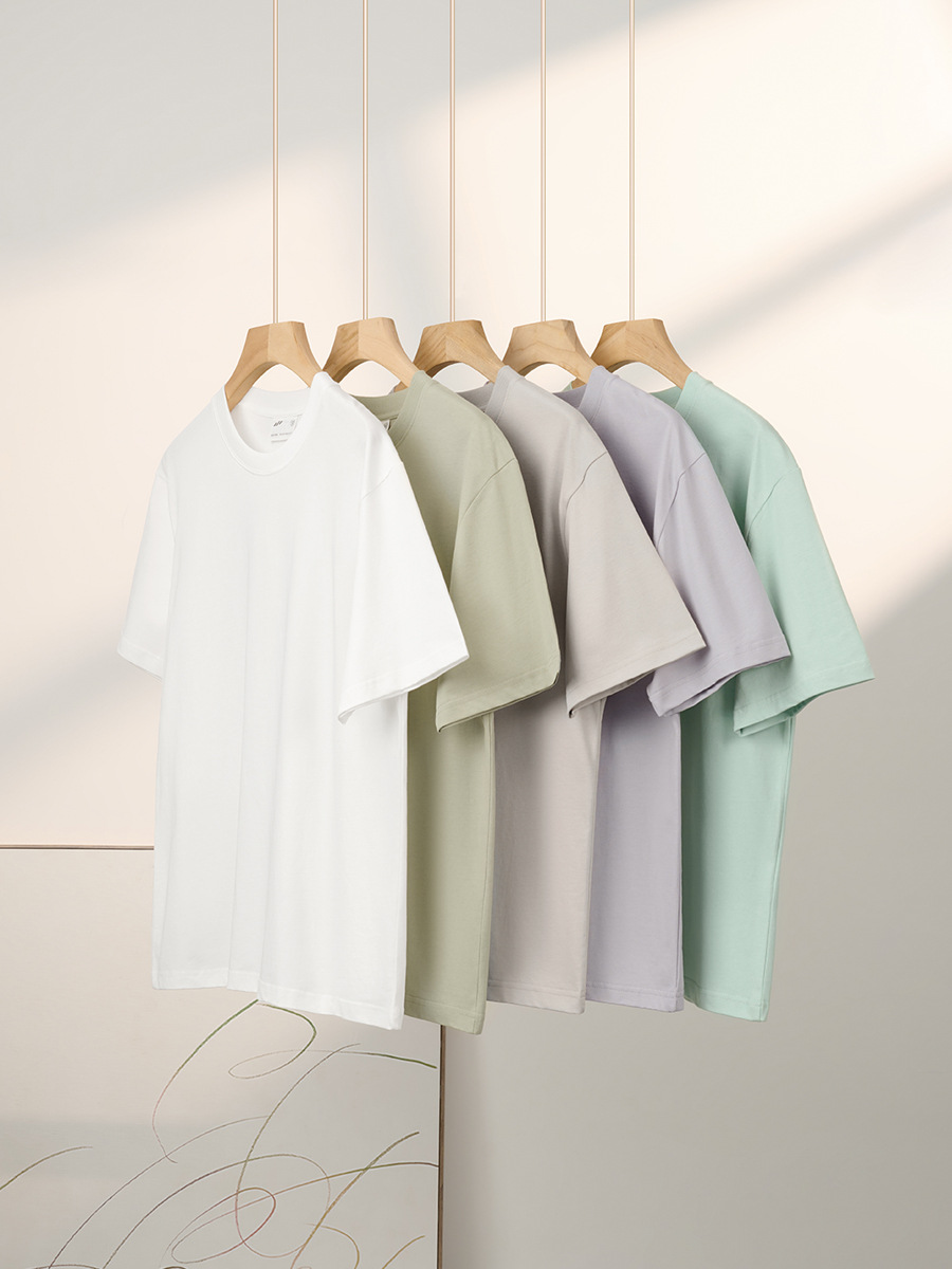 240g cotton short-sleeved men's wholesale double yarn heavy T-shirt women's summer round neck top solid color base shirt commuter