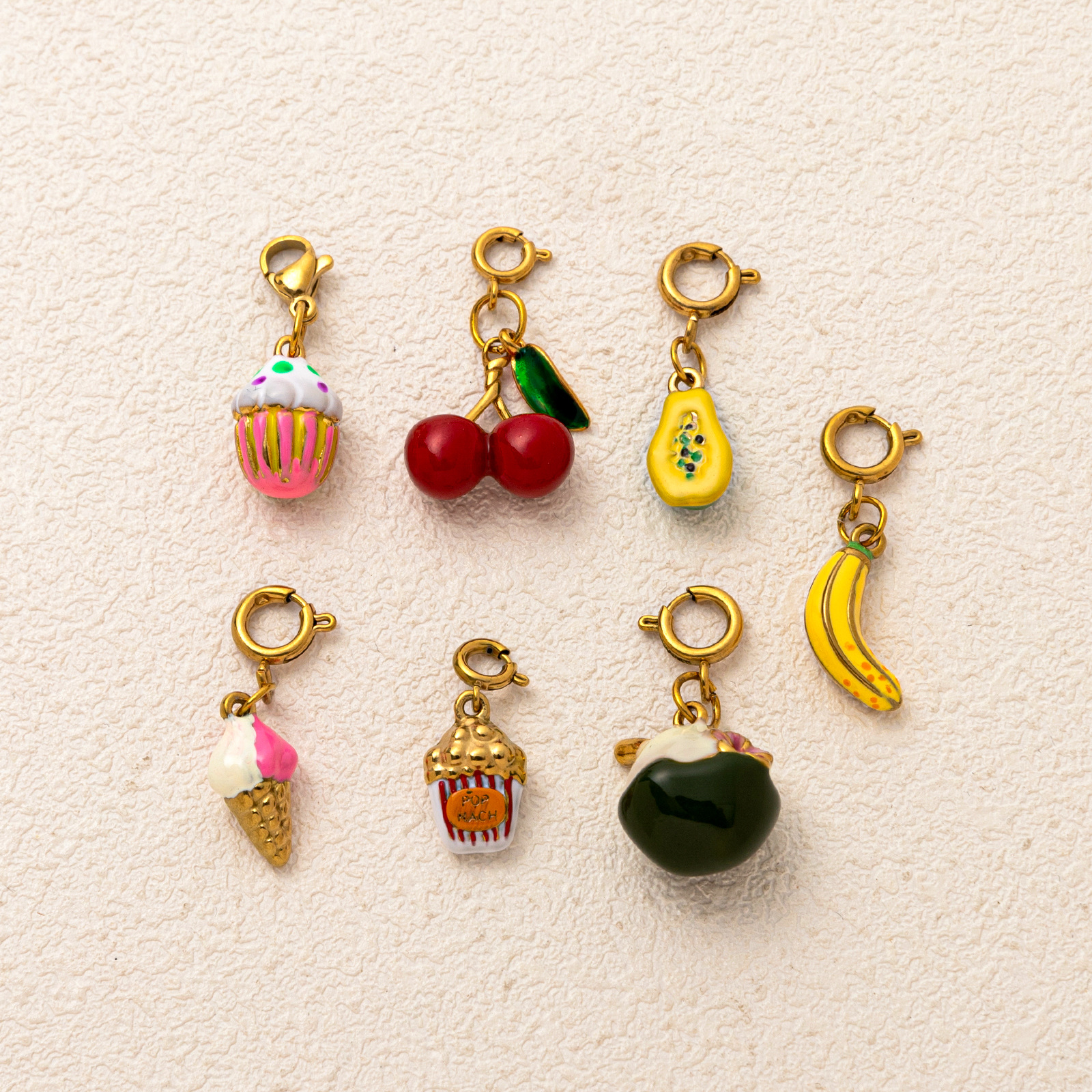 European and American Cross-Border New Fruit Snack Series Stainless Steel Pendant DIY Vacuum Electroplating 18K Gold Color-Preserving for Women