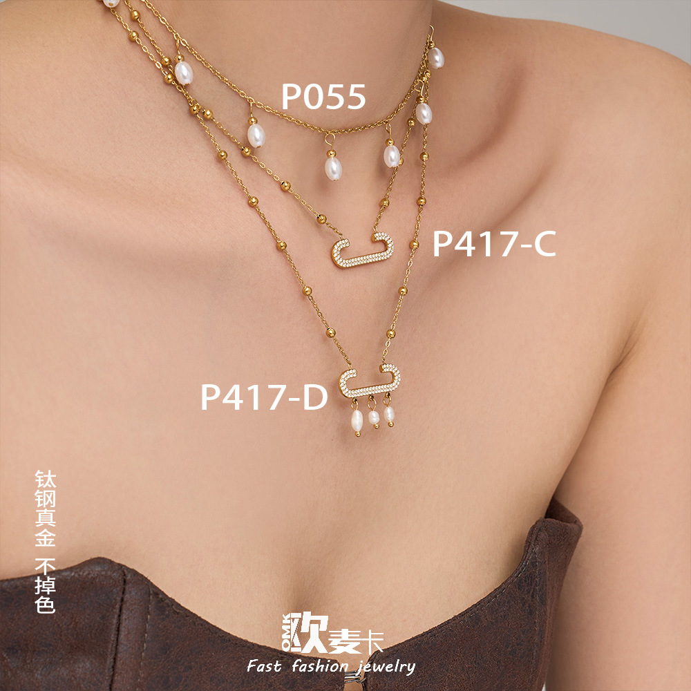 Super Shiny 5A Zircon Full Diamond Paperclip Tassel Freshwater Pearl Necklace, European and American Cross-Border Hot-Selling Light Luxury Jewelry