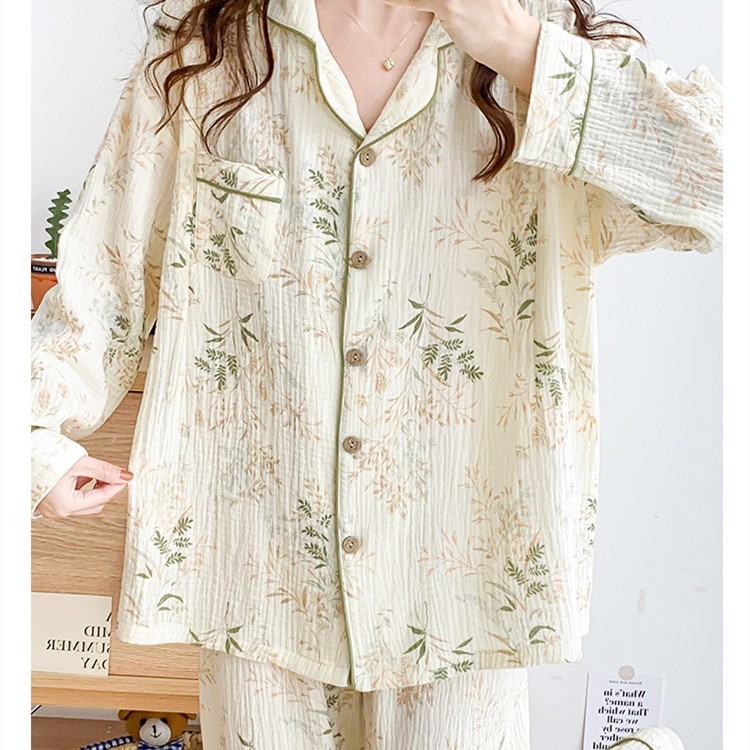 Cross-Border Imitation Cotton Milk Silk Women's Pajamas Spring and Summer New Style Cardigan Lapel Student Home Wear Wholesale Foreign Trade Export