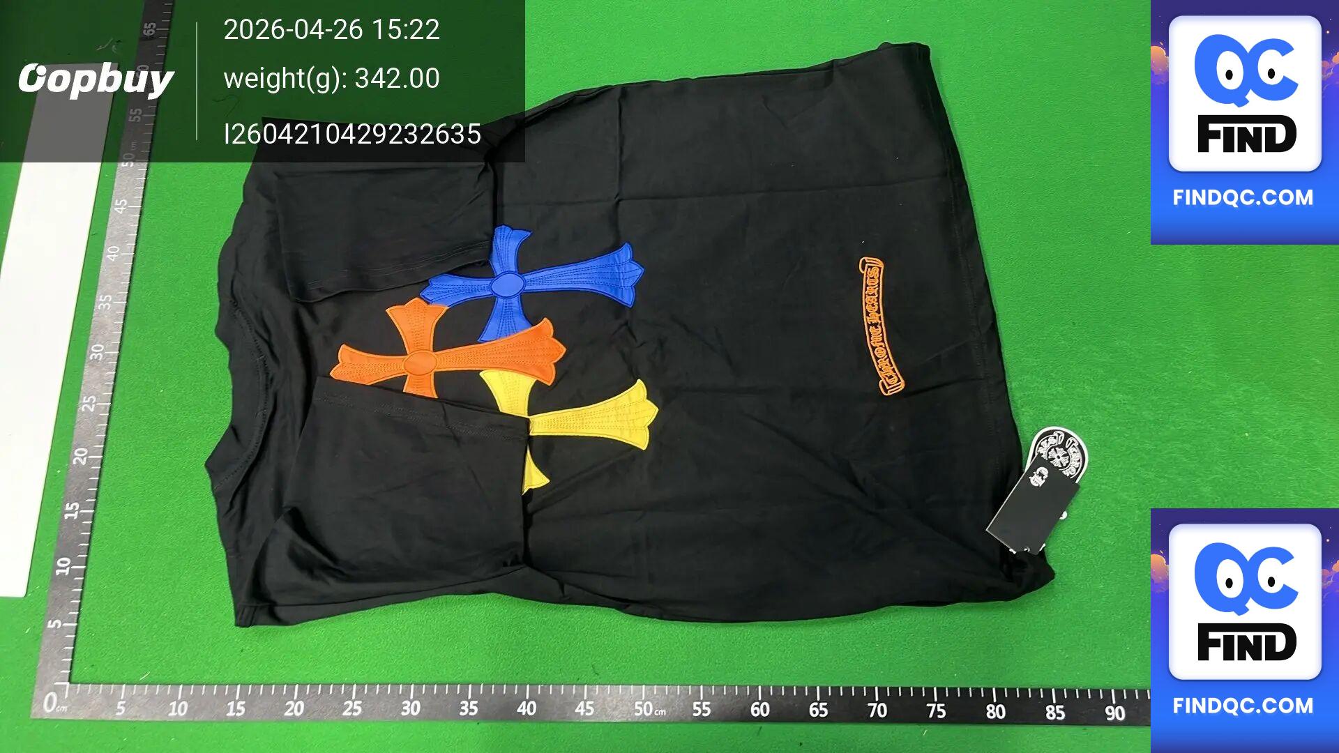 Version Chrome 24Ss New Chrome Hearts Colorful Leather Cross Contrast Short-Sleeved T-Shirt — QC-Foto 2