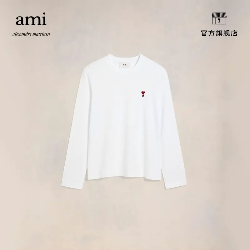 Ami Unisex Classic Heart Red Heart Cotton Long sleeves T-Shirt