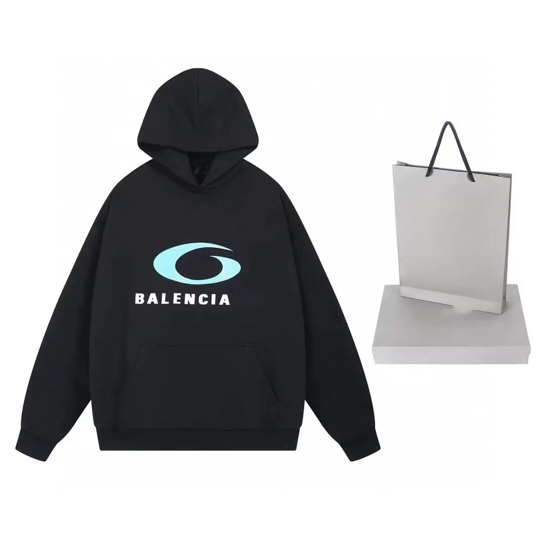 high quality Paris B 24SS new LOGO letter printing hooded sweater loose men's and women's coat