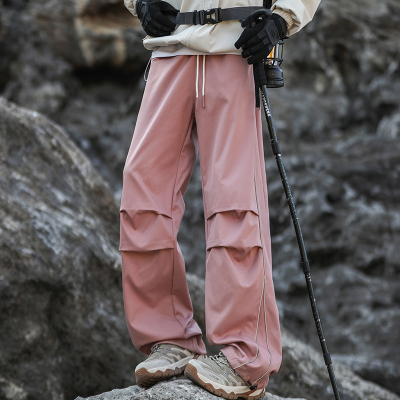 Cross-Border Wholesale American Loose Straight Casual Parachute Hiking Wide-Leg Pants Outdoor Hiking Reflective Strip Hiking Pants