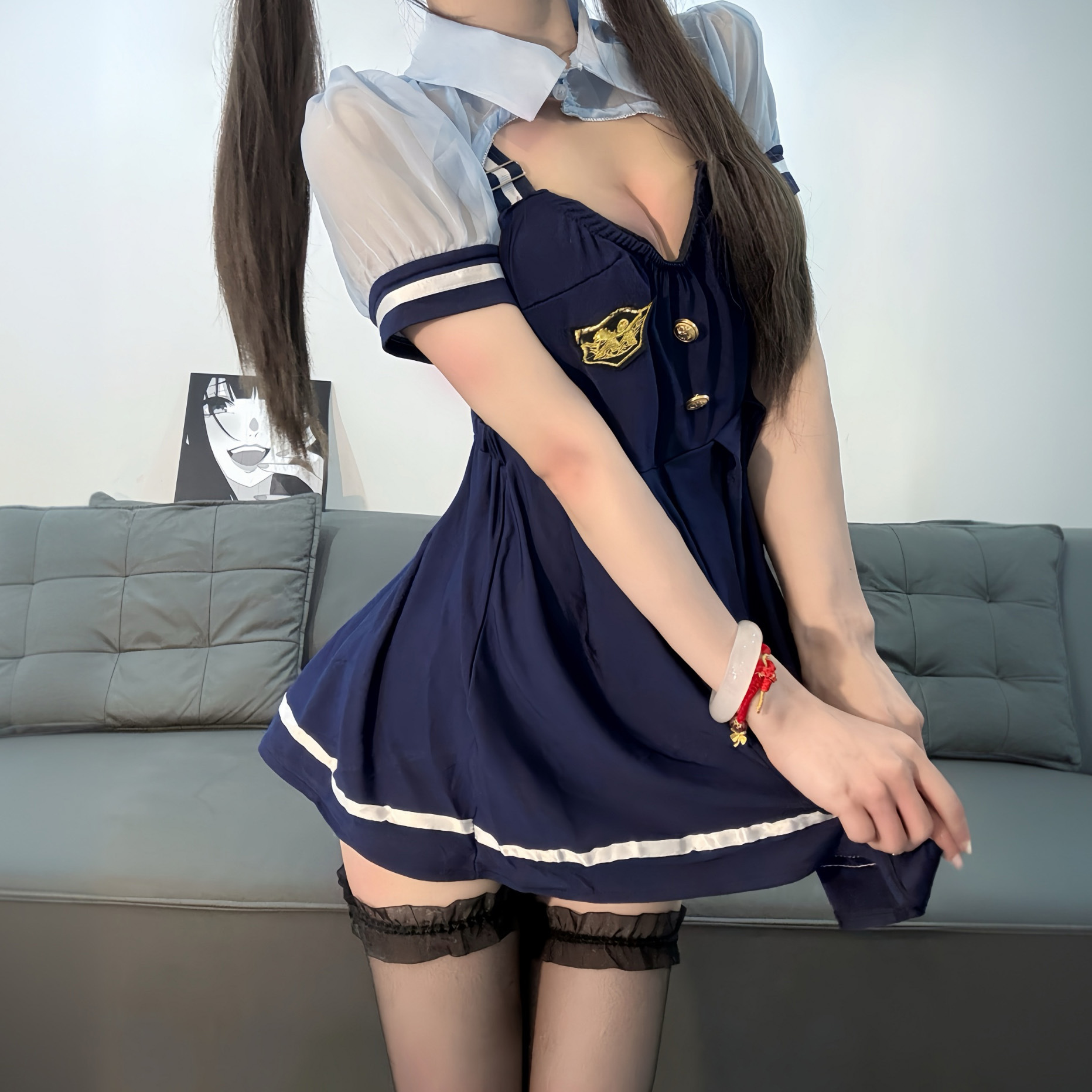 Golden Night Sexy Underwear Sexy Nifty Rabbit jk Pleated Strappy Dress Bunny Police Officer Uniform Free of Take-off qqny Female