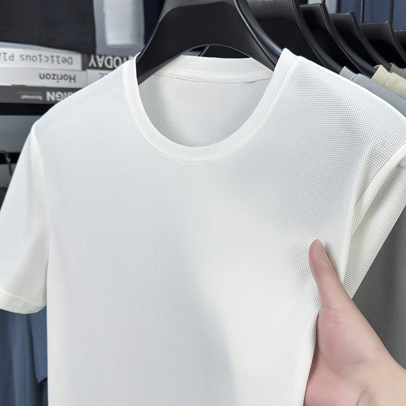 2025 Trendy Brand Heavyweight Cotton Round Neck Short-Sleeved T-Shirts for Men and Women, Simple Pure Color Half-Sleeved Off-Shoulder Bottoming