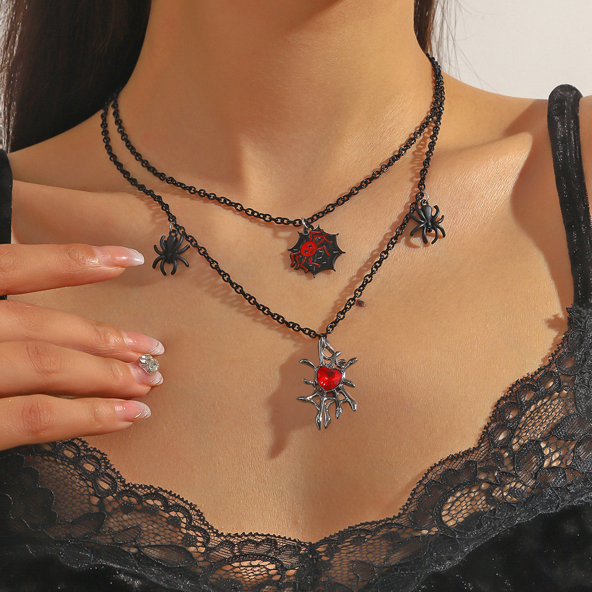 Cross-Border Hot-Selling Bat Skull Dark Series Halloween Necklace Jewelry Velvet Clavicle Chain Choker Necklace for Women