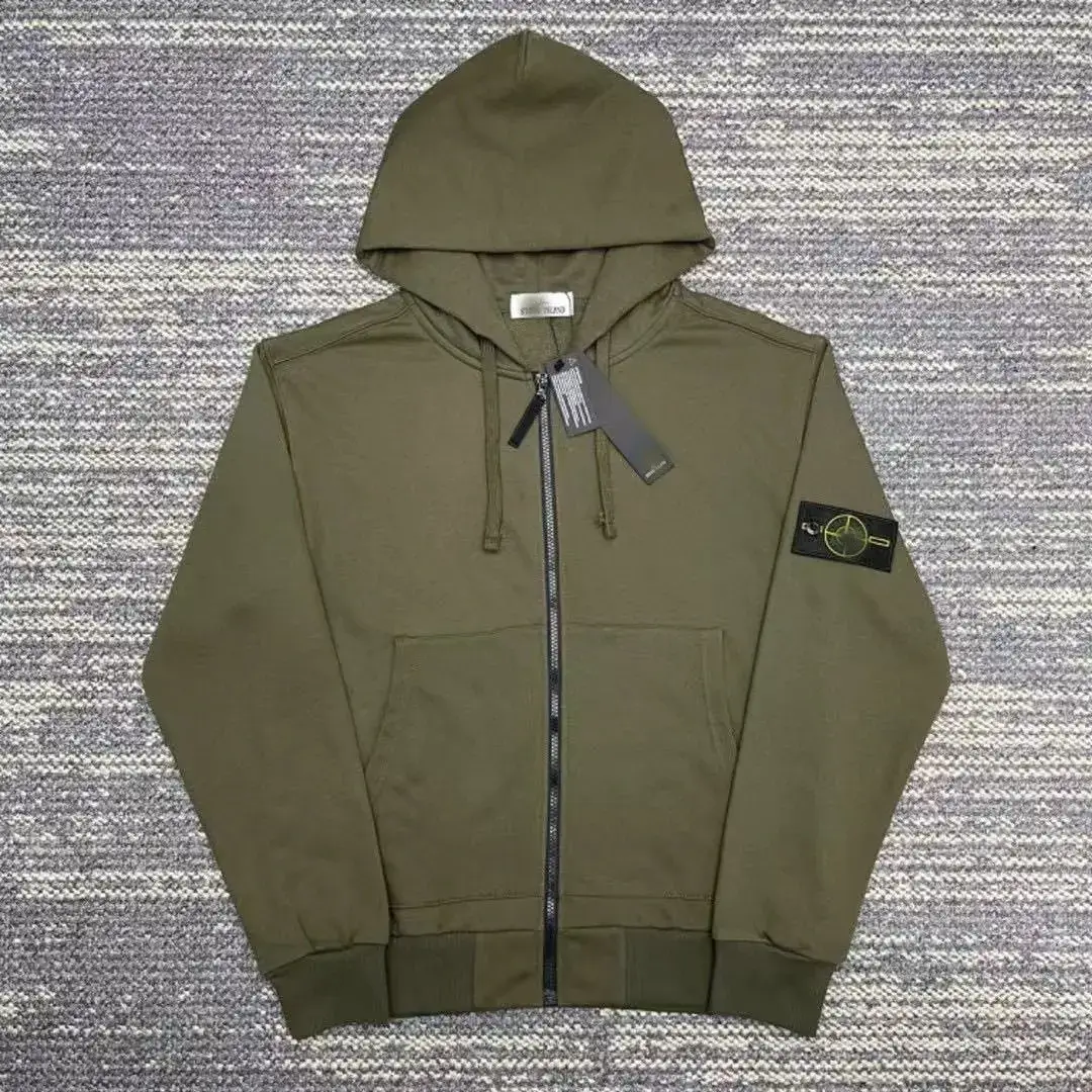 New Stone Solid Color Hooded Sweatshirt Jacket for Men and Women, Suitable for Autumn and Winter