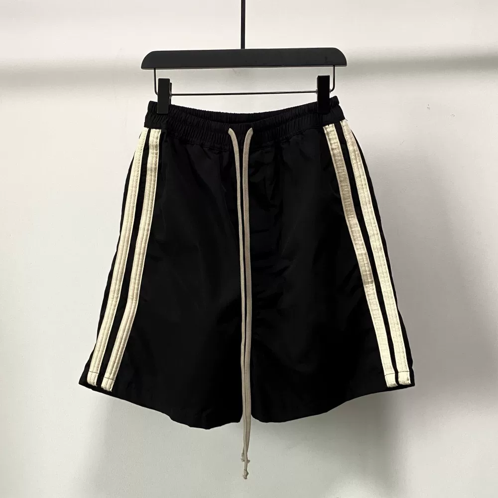 DAWNHIN RO mainline classic double bar ribbon white border five quarter pants loose hanging mid length pants unisex