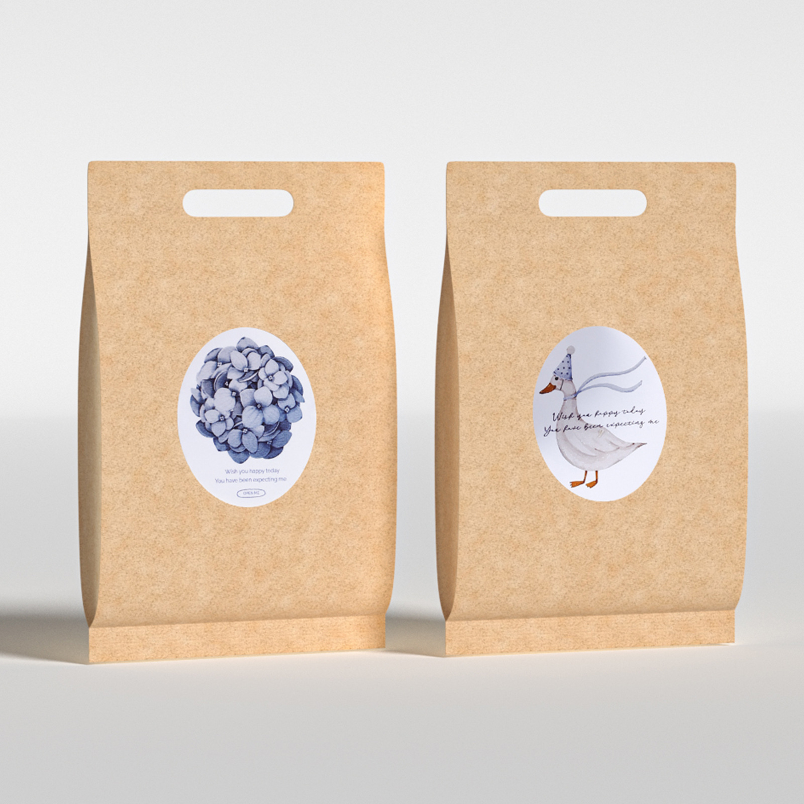 Blue Illustration Thank You Thank You Packaging Sticker Hand-Drawn Style Oval Adhesive Sticker