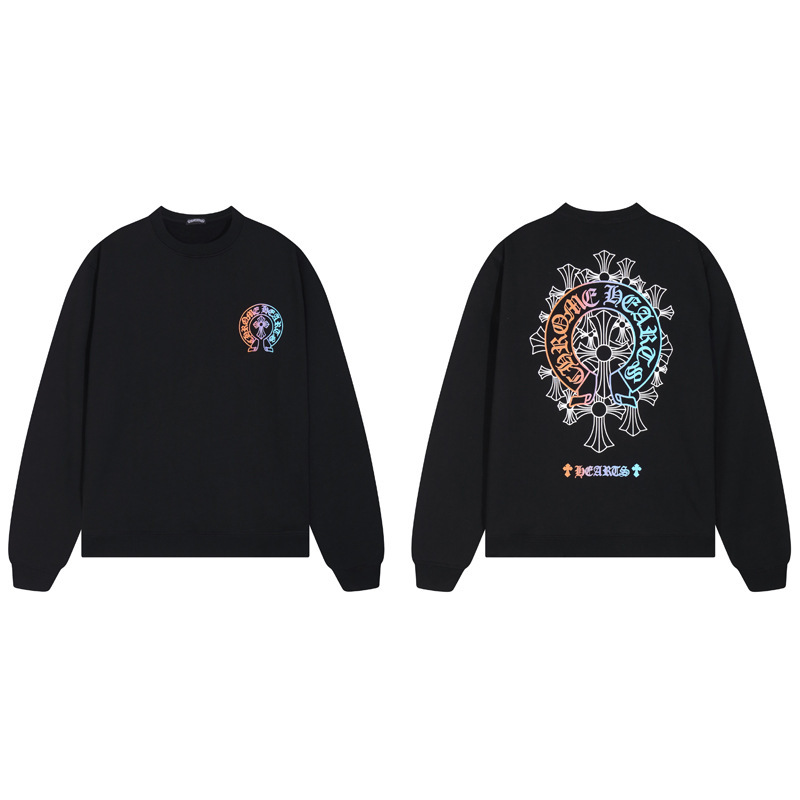 25 New Models of Chrom Colorful Overlapping Horseshoe Cross Round Neck Sweatshirts Trendy Brand Sweatshirts