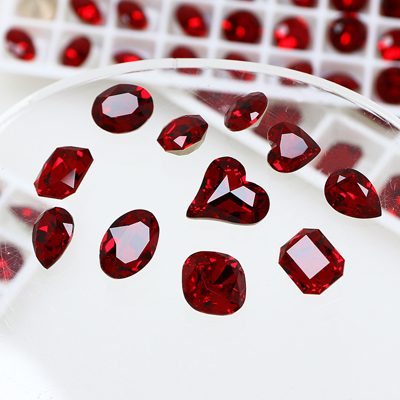 Dongzhou Crystal Retro Ankora Red Nail Art Diamond Whitening Dark Red Pointed Diamond Super Flash K9 Special Shaped Nail Art Accessories