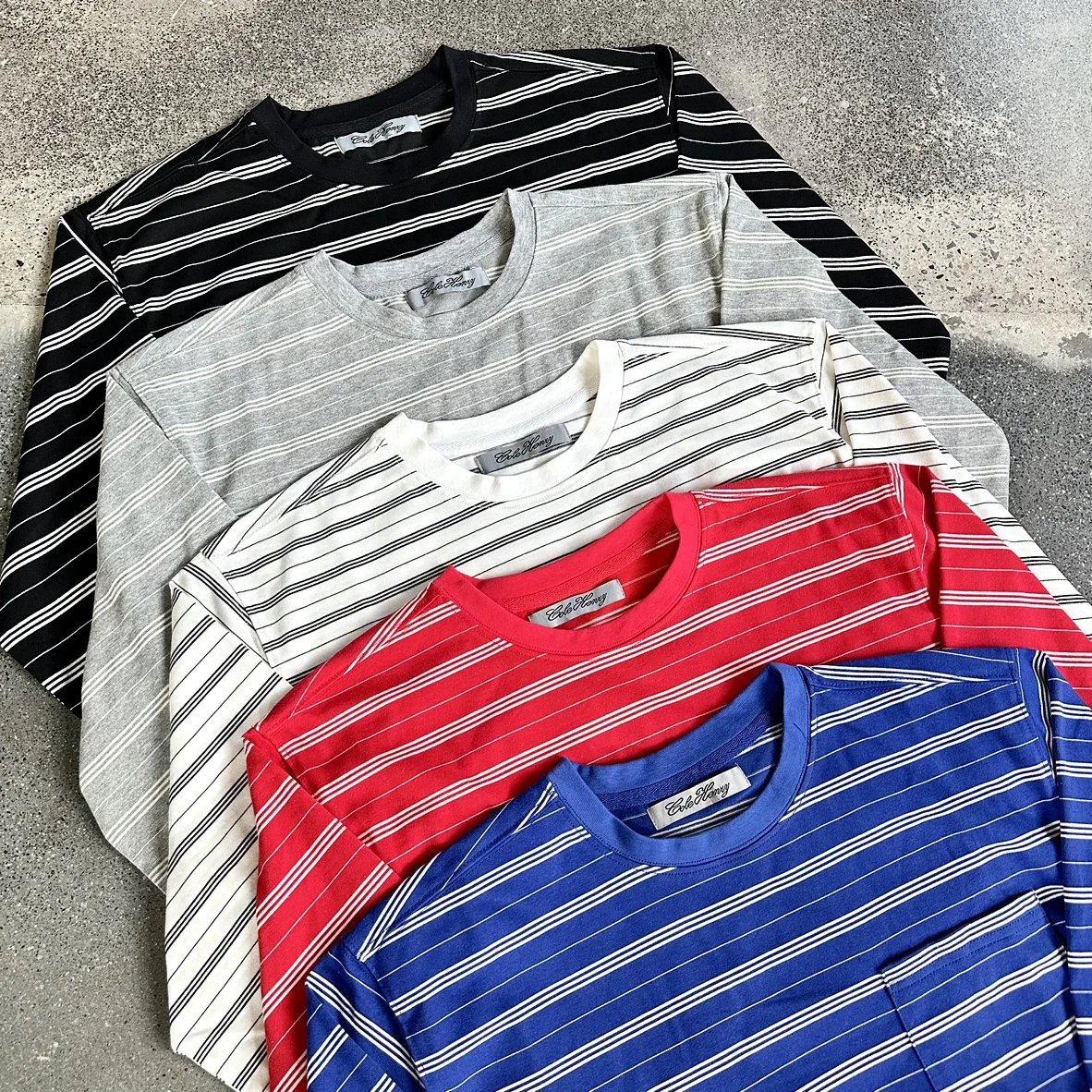 T-Colehenr* Five-Color Henry Striped Long-Sleeve T-Shirt