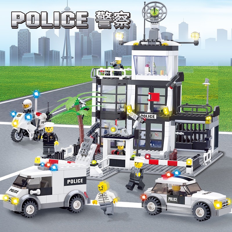 Compatible with Lego Kaizhi City Water Police Station series small particles large assembled children's educational birthday toys