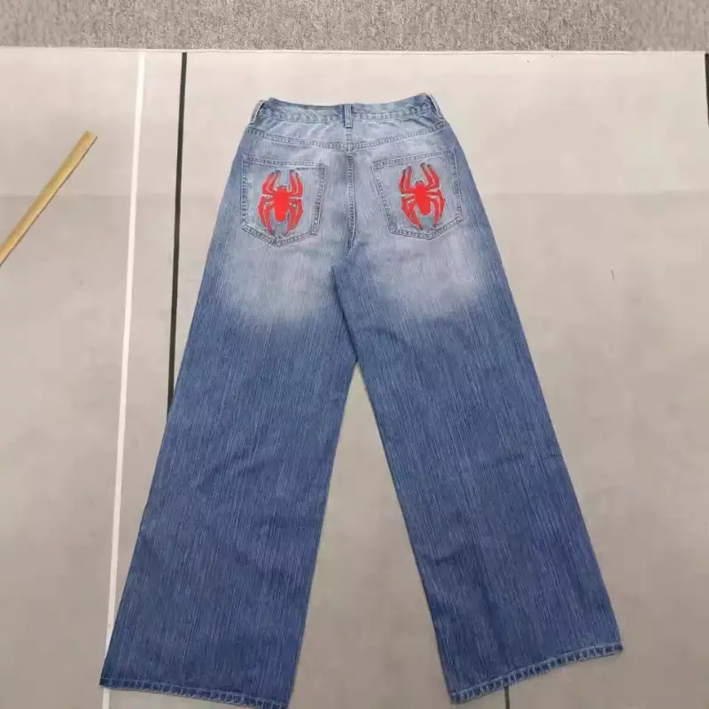 Cross-border e-commerce Europe and the United States Diablo Y2K High Street Jeans Hip-hop Loose Design Sense Street Straight Leg Wide-leg Pants