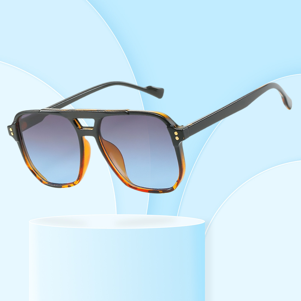 New Travel Frame Double Beam European and American Simple Rice Nail Aviator Sunglasses Ins Internet Celebrity Trendy Sunglasses