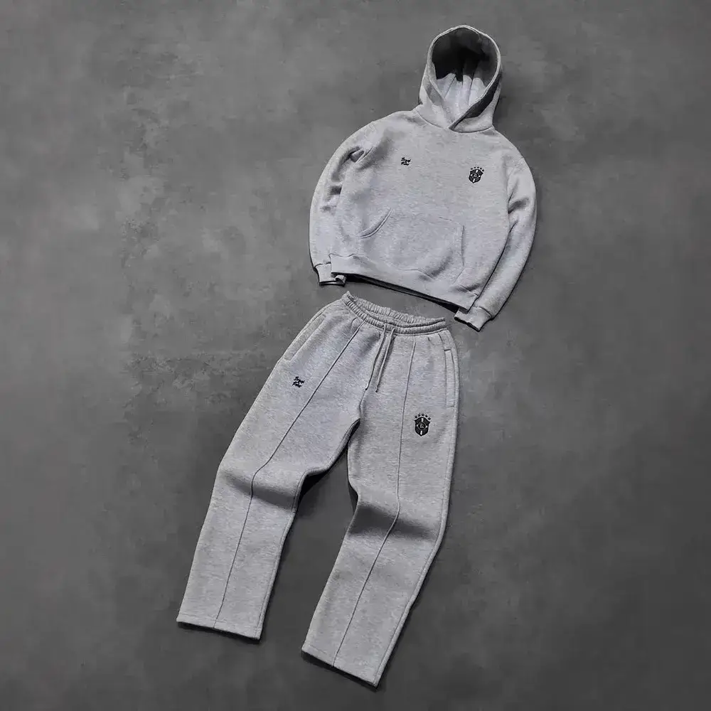 Men's Grey Tracksuit Hoodie and Pants Set