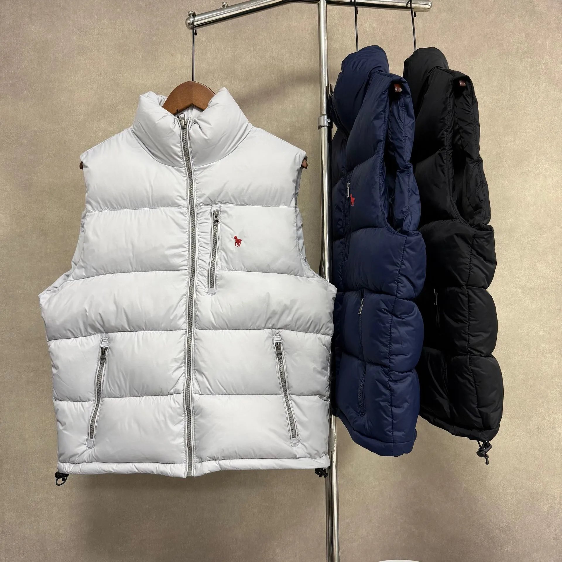 lf vest, pony-label, men's cotton coat, American stand-collar, warm waistcoat, simple stand-collar, cotton vest.