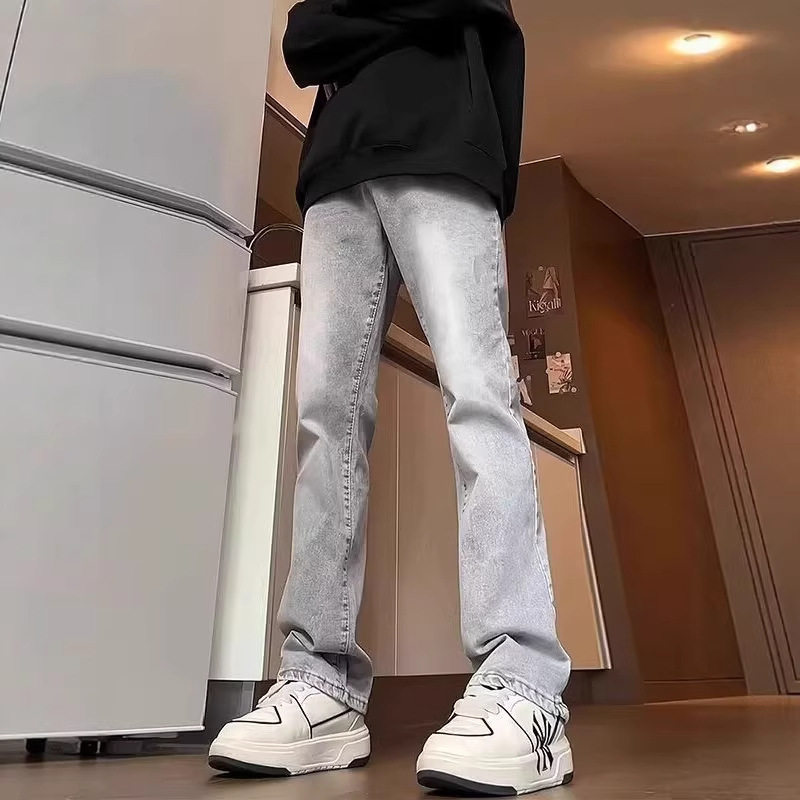 Men's Jeans 2026 New Style Cement Gray Straight-Leg Jeans Spring and Autumn Men's Jeans Slightly Flared Pants