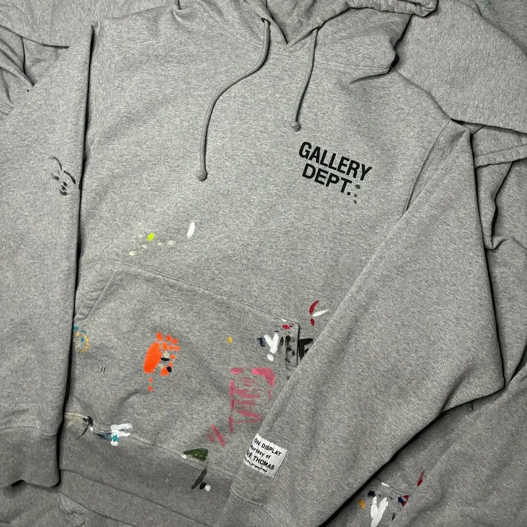 Cross-border Europe and the United States new niche U.S. tide hand-painted splash ink letters printed sweater fashion casual hooded sweatshirt men and women