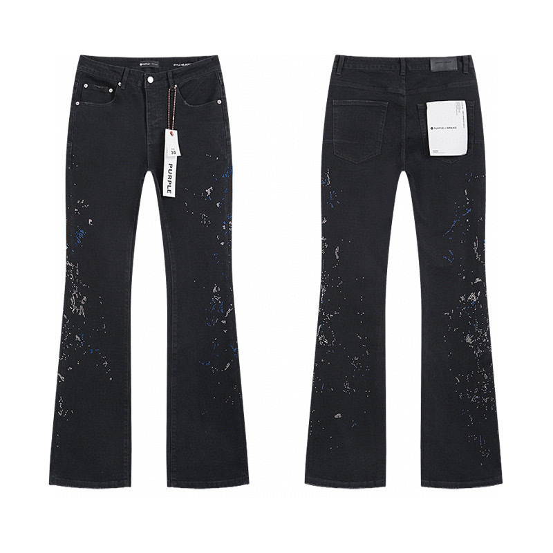 Purple Brand Retro Splash-Ink Ripped Jeans High Street Casual Slightly Flared American Fashion Brand Pants for Men and Women