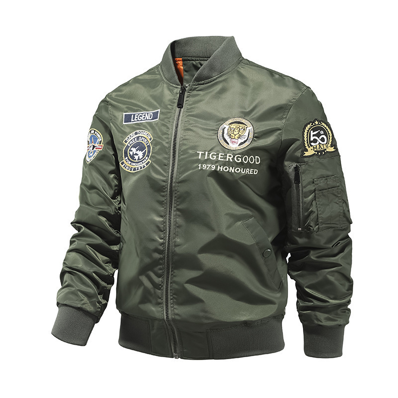 Cross-border foreign trade new Chinese trendy air force pilot jacket men's embroidered baseball uniform plus size coat workwear jacket