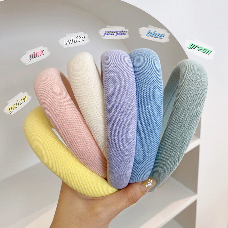 Korean-style wide-brimmed sponge solid color headband high Skull top female summer Internet celebrity new online red hair pressing headband all-matching outing