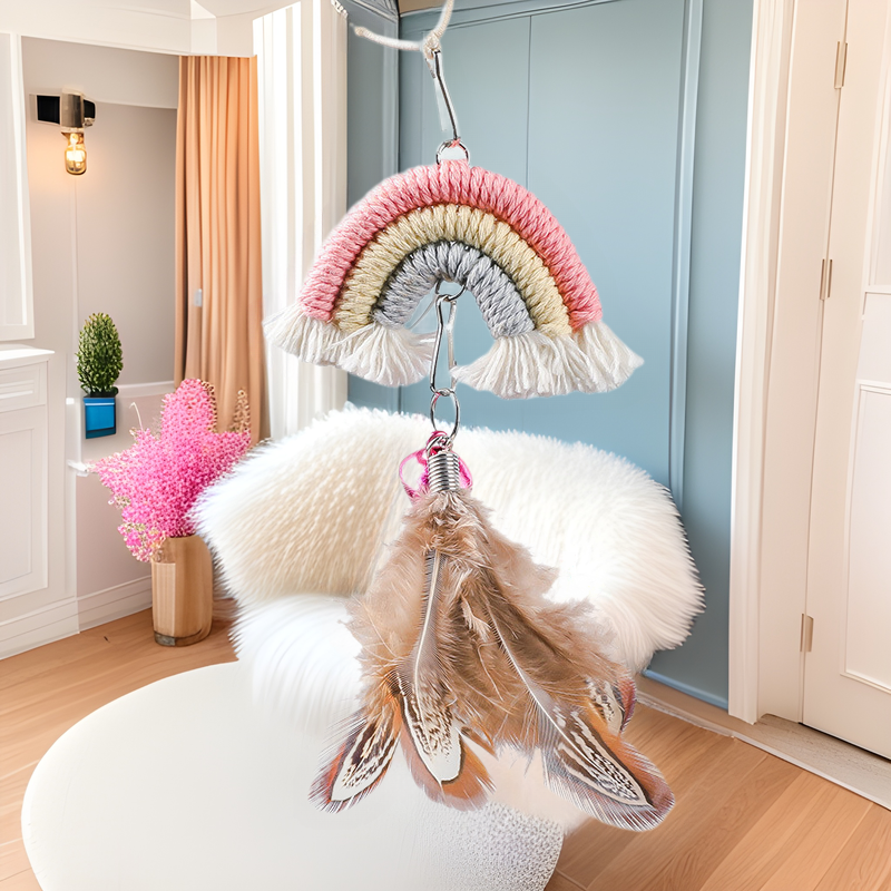 Popular new product self-Hi funny cat hanging door Rainbow swing elastic sticky buckle funny cat stick clip door hanging cat relieving stuffy