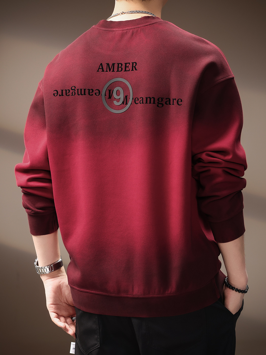 American Retro Washed Gradient Dirty-Dye Sweatshirt for Men, New Spring and Autumn Trendy Casual Loose Heavyweight Top