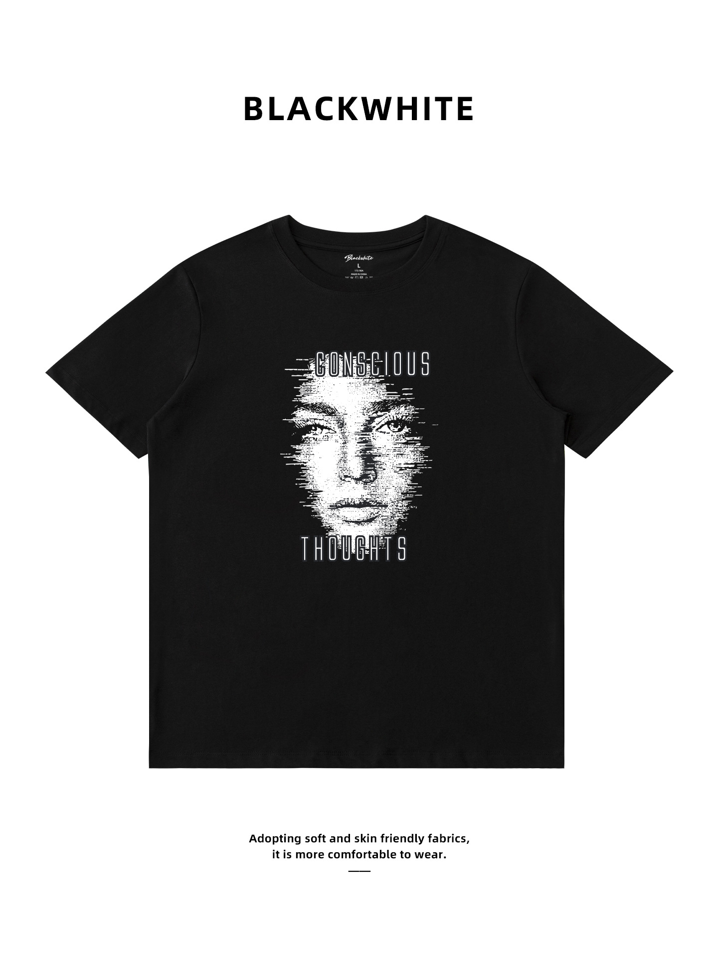 Black Abstract Art Painting T-Shirt for Men, Summer High Street Style, Personalized Versatile T-Shirt, Unisex, Export Q125