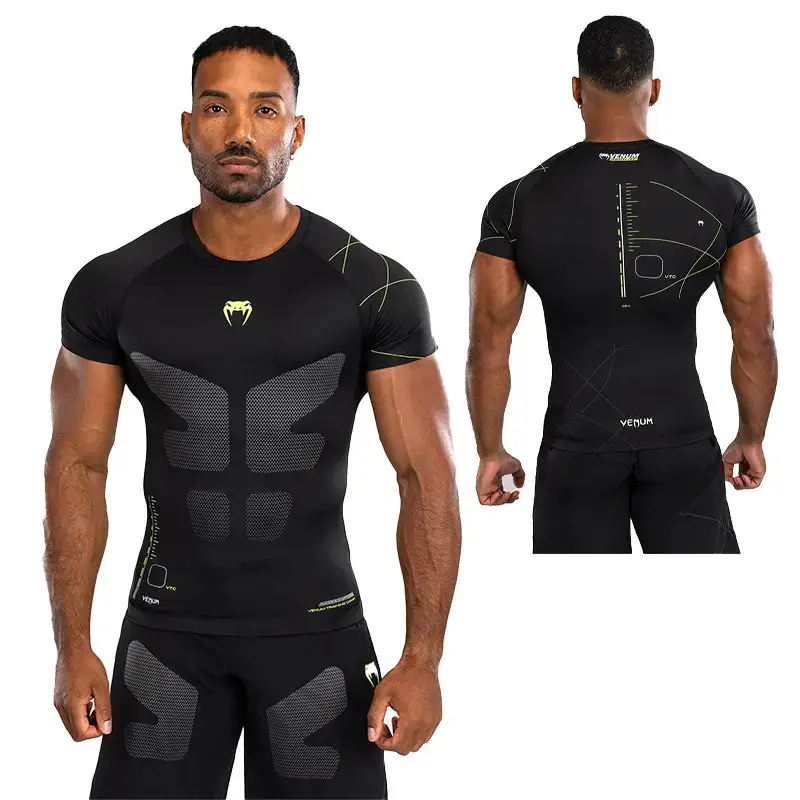 Venom Ufc Fighting Adult Men's Short-Sleeved Bodysuit Sports Boxing Fitness Training Running Top Muay Thai Shorts